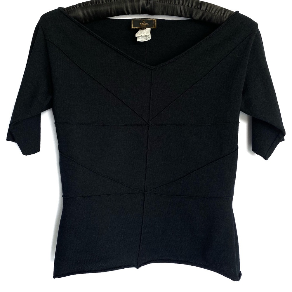 Fendi Knit Stretch Skirt & Blouse Suit outfit, Black